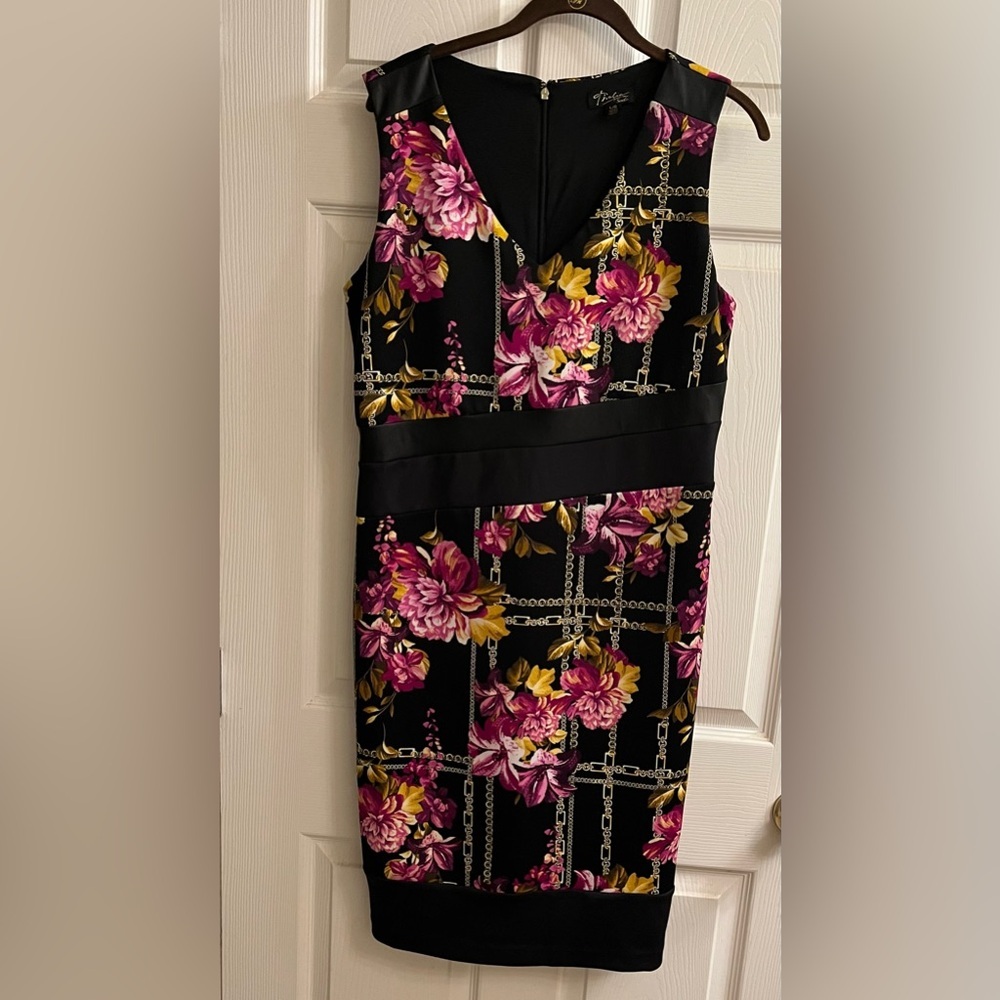 THALIA SODI~PINK/BLACK~ FLORAL DRESS~ LG